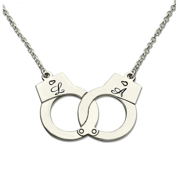 Custom Initials Necklace Pendant Handcuffs Symbolic Jewellery  Collars & Leashes
