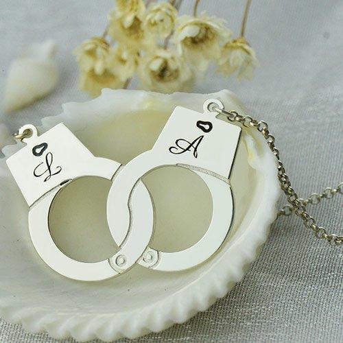 Custom Initials Necklace Pendant Handcuffs Symbolic Jewellery  Collars & Leashes