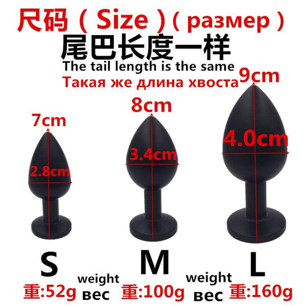 Stainless Steel Anal Plug With 80Cm Long Fur Tail  Pet Play Fox Kitten Non Vibrating Butt Plugs