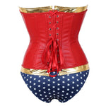 Wonder Woman Faux Leather Corset Costume With Blue Pants Cosplay Superhero