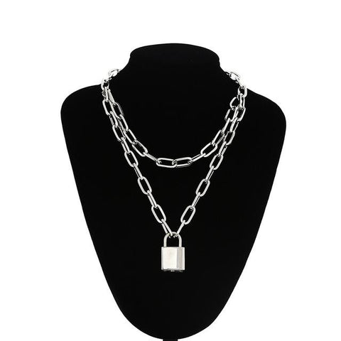 Chain Padlock Necklace Bdsm Symbolic Jewellery Gift For Submissive