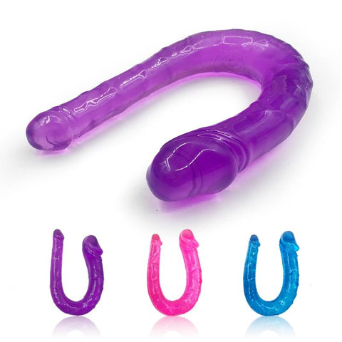Colourful Double Ended Dildo Long Soft Jelly Anal Plug Dong Couples