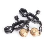 Black Nipple Clamps Gold Bell Stainless Steel Labia Genital Clips Bdsm Fetish