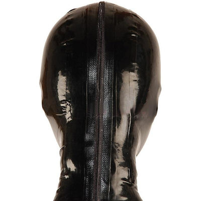 Black Half Face Latex Hood Eye Cover Rubber Open Mouth Mask  Fetish Hoods