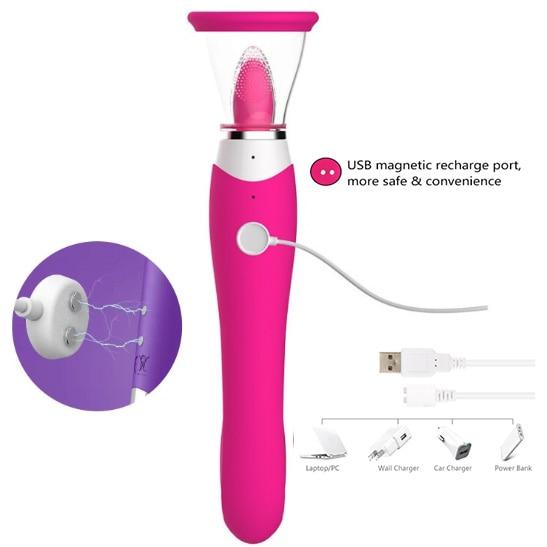 Oral Sex Licking Tongue  Breast Suction Cup Vibrating Clitoral Massager Clitoral s