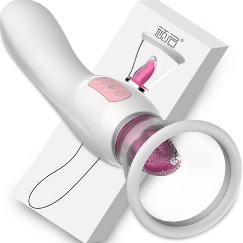 Oral Sex Licking Tongue Vibrator Breast Suction Cup Vibrating Clitoral Massager