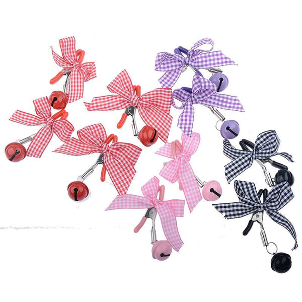 Cute Bow Bell Nipple Clamps  Littles Kink Fetish Nipple & Clitoral Toys