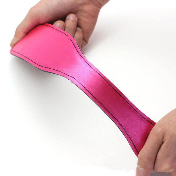 Double Sided Paddle Impact Toy Red Black Satin Leather  Paddles