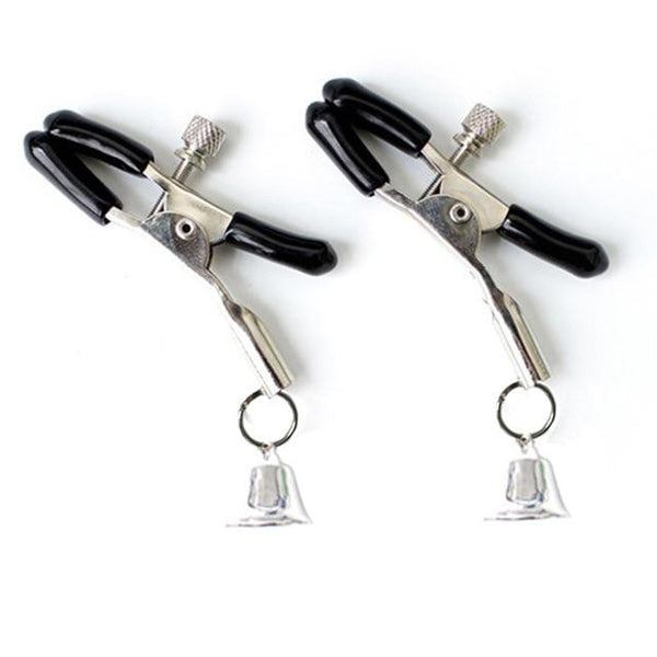 Nipple Clamps With Silver Bells Breast Clips  Kink Fetish Nipple & Clitoral Toys