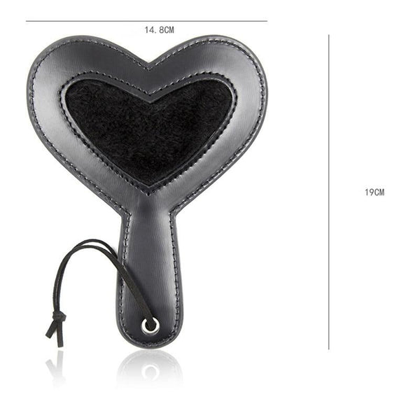 Black Red Heart Leather Spanking Paddle Impact Toy Whip Play  Fetish Paddles