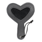 Black Red Heart Leather Spanking Paddle Impact Toy Whip Play Bdsm Fetish