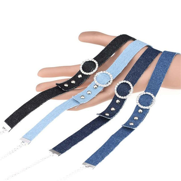Denim Collar  Choker Necklace Punk  Restraints Kink Fetish Collars & Leashes