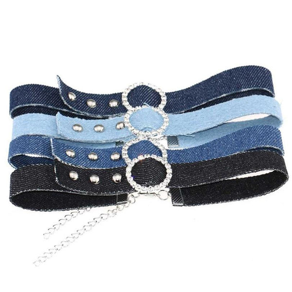 Denim Collar  Choker Necklace Punk  Restraints Kink Fetish Collars & Leashes