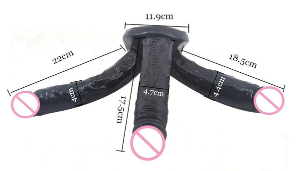 Big Three Dildo Dong Triple Penetration Purple Brown Flesh Realistic  Large Realistic Dildos