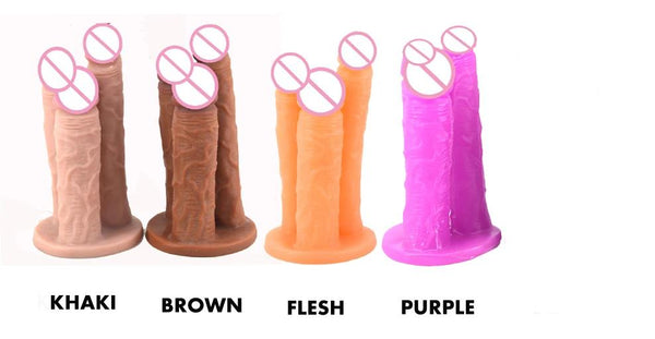 Big Three Dildo Dong Triple Penetration Purple Brown Flesh Realistic  Large Realistic Dildos