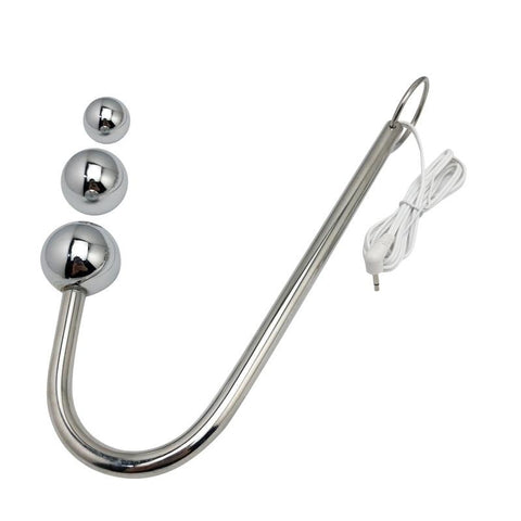 3 Sizes Electro Shock Hook Electric Stimulation Toy Metal Anal Beads Bdsm