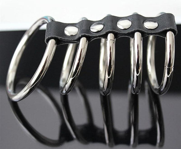 5 Metal Stainless Steel  Cage Male Chastity Device   Rings