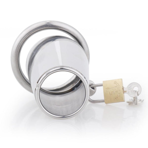 Stainless Steel Solid Cage Chastity Device Padlock  Ring  Fetish Chastity Toys