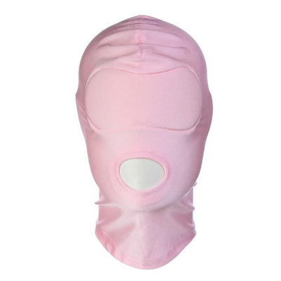 Pink Purple  Stretchy Hood Open Mouth Holes Full Mask  Restraints Hoods
