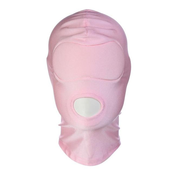 Pink Purple  Stretchy Hood Open Mouth Holes Full Mask  Restraints Hoods