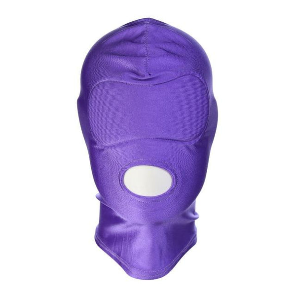 Pink Purple  Stretchy Hood Open Mouth Holes Full Mask  Restraints Hoods