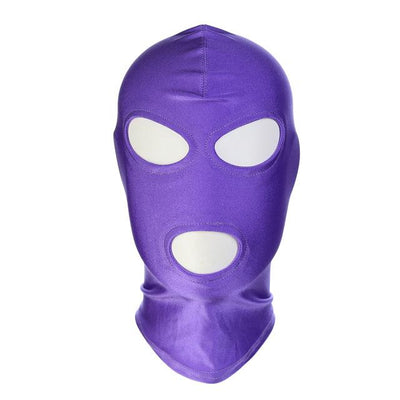 Pink Purple  Stretchy Hood Open Mouth Holes Full Mask  Restraints Hoods
