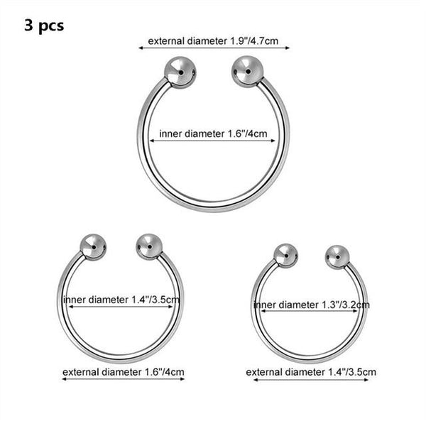 Stainless Steel Metal Glans  Delay Training Half Circle  Ring Men  Rings
