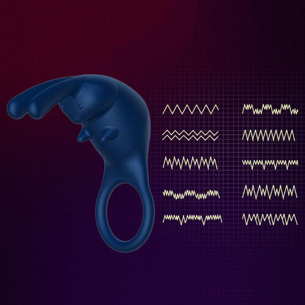 Rabbit Ears   10 Modes Rechargeable Vibrating  Ring Men  Rings