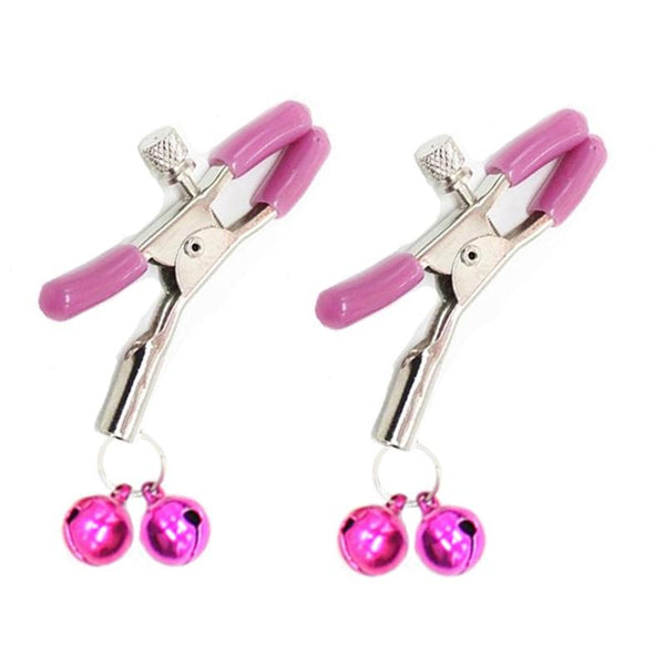 Pink Double Bells Nipple Clamps  Restraints  Kink Fetish Nipple & Clitoral Toys