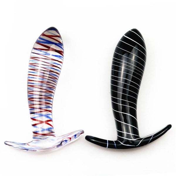 Glass Black Multi Coloured Butt Plug Anal Play Fetish Non Vibrating Butt Plugs
