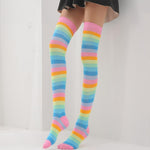 Pastel Rainbow Thigh Highs Socks
