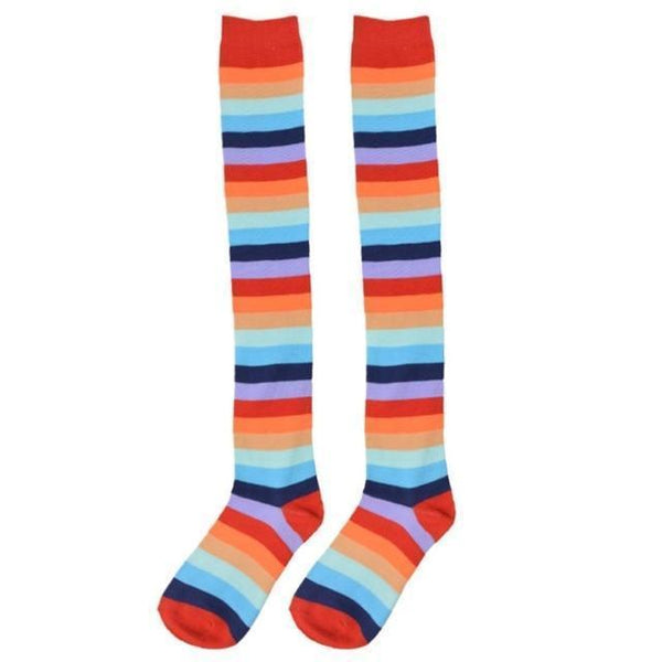 Pastel Rainbow Thigh Highs Socks