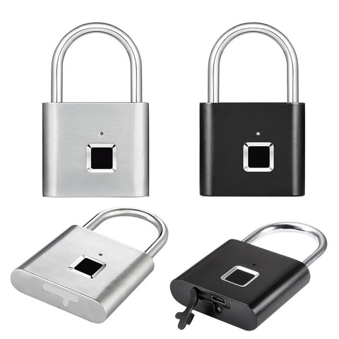 Smart Fingerprint Padlock Anti Theft Portable Black White Lock For Safety