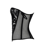 Black White Over Bust Corset Lace Mesh Sexy Lingerie Bdsm Fetish Clothing