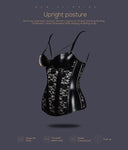 Black Leather And Lace Bustier Over Slimming Lingerie Bdsm Fetish Clothing