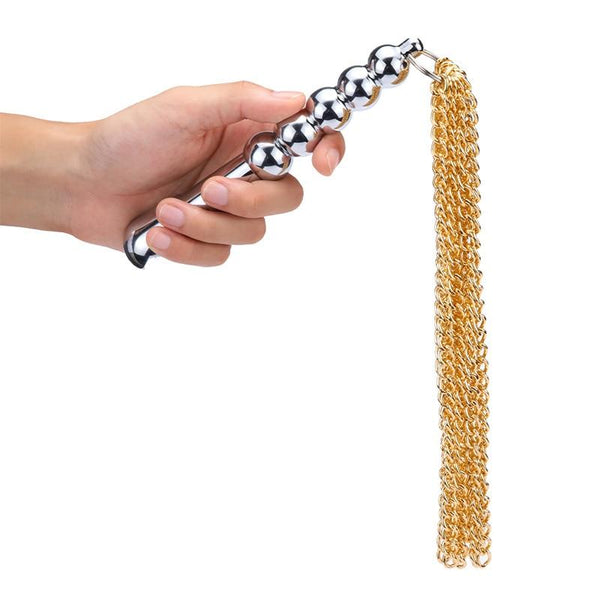 Gold Chain Flogger Metal Anal Plug  Impact Play Spanking Whip Floggers