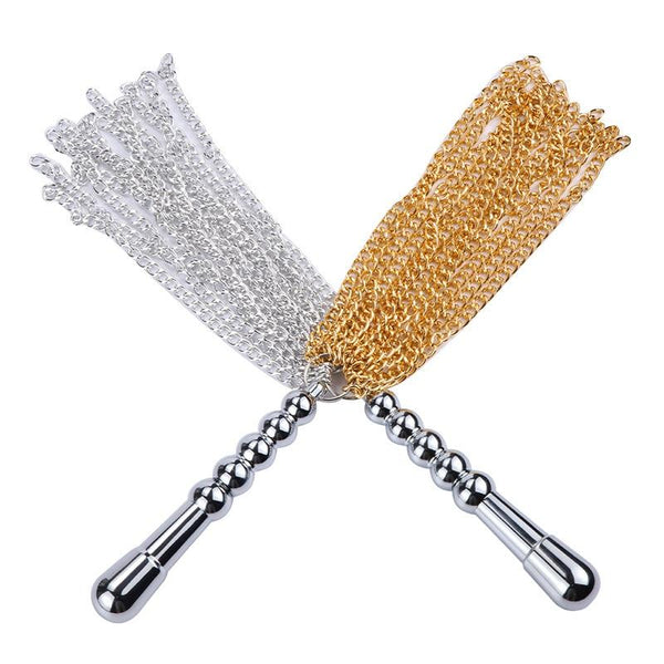 Gold Chain Flogger Metal Anal Plug  Impact Play Spanking Whip Floggers