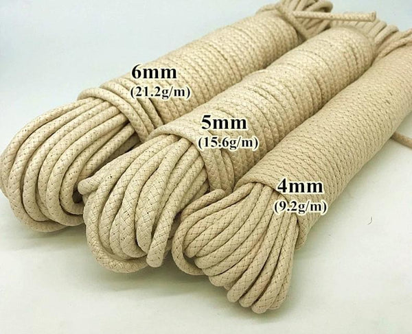 Braided Waxed Cotton 4 / 5 6 8Mm Strong Shibari  Rope  Rope & Suspension