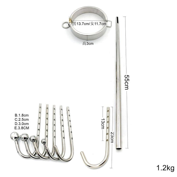 Stainless Steel Collar Slave Posture Bar Anal Hook   Restraints Kit Non Vibrating Butt Plugs