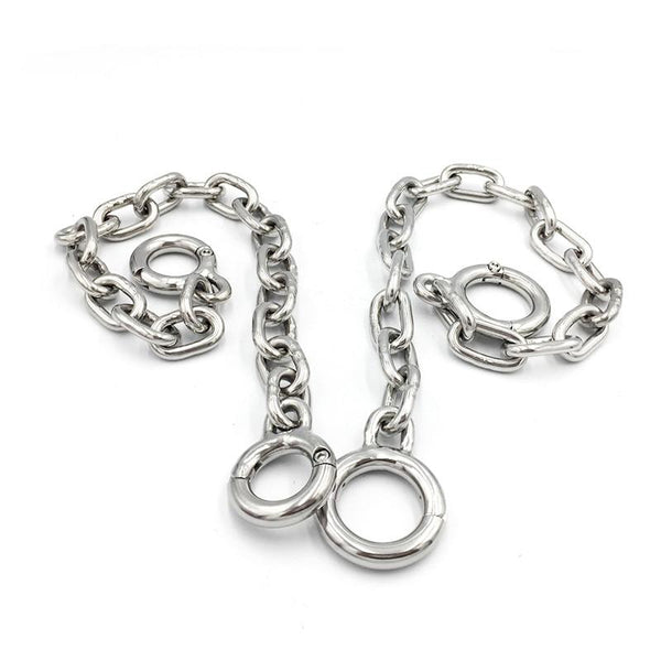 Stainless Steel Toe Cuffs Chains Metal Shackles Foot  Sex Slave  Toy Cuffs & Shackles