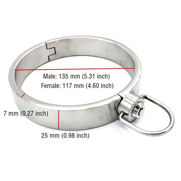 Solid Stainless Steel Lockable Slave Collar   Restraints Collars & Leashes