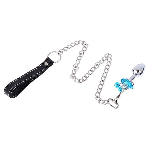 Small Metal Butt Rhinestone Leash Stainless Steel Anal Plug  Restraints Non Vibrating Butt Plugs