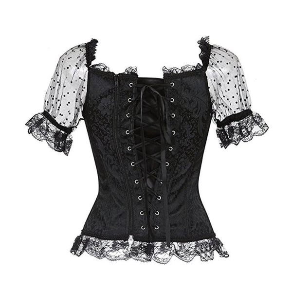 Pink Lace Short Sleeve Corset Top Style Corselet Corsets