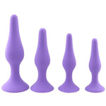4Pcs / Set Anal Trainer Kit Soft Silicone Black Or Purple Butt Plug