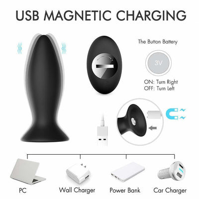 Black Silicone Butt Plug Set Wireless  Anal Training  Vibrating Butt Plugs