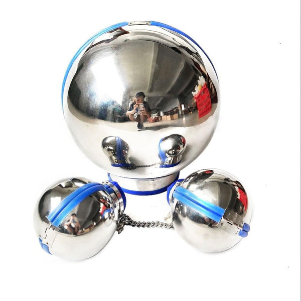 3Pcs Stainless Steel  Hood Ball Cuffs Sensory Deprivation Restraints  Restraint Kits & Sets