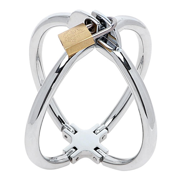 Stainless Steel Cross Wrist Handcuffs Lockable Restraints   Cuffs & Shackles