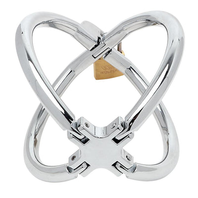 Stainless Steel Cross Wrist Handcuffs Lockable Restraints   Cuffs & Shackles