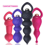 Vibrator Silicone Vibrating Soft Anal Beads With Handle Butt Plug