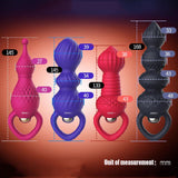 Vibrator Silicone Vibrating Soft Anal Beads With Handle Butt Plug